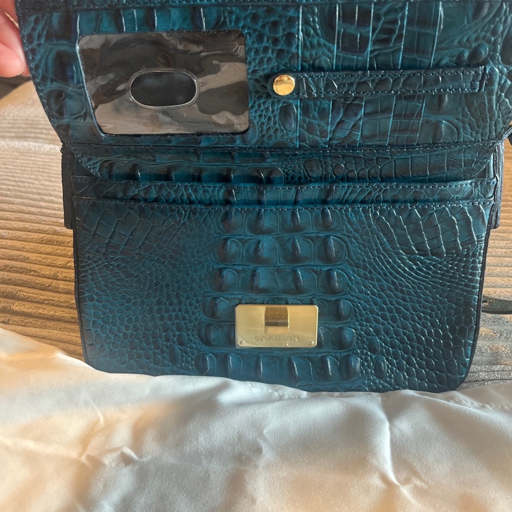 Brahmin Small Hallie Vibrant Azure  Top Handle Crossbody Bag NWOT - Picture 8 of 16